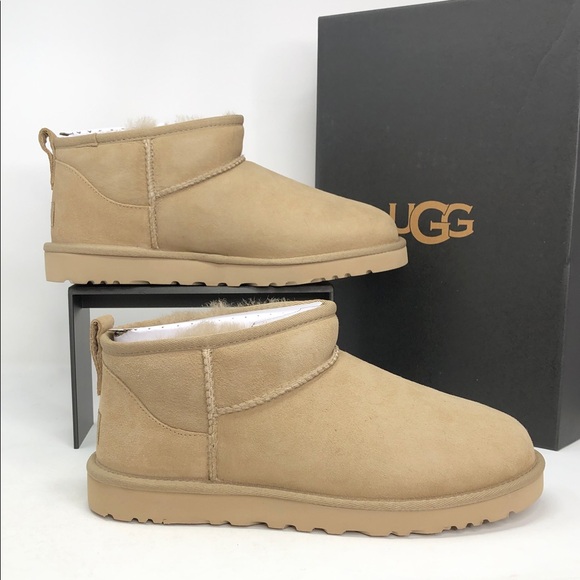 UGG Men’s Classic Ultra Mini Mustard Seed 1137391 Suede Ankle Boots - Size 9 - Picture 1 of 13